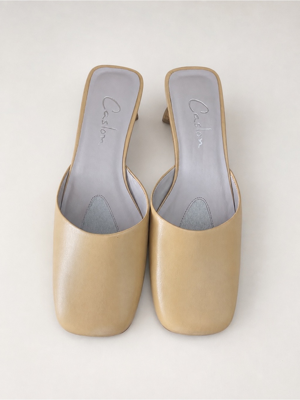 Caslon Tan Leather Square-Toe Slide Mules 7 classic